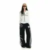 Guochao Malandro Estiloso Jazz Street Dance Calça de Moletom Esportiva de Perna Larga Homens Mulheres Solta Versátil Cordão Estampa de Totem Lâmina Curva Calça Longa