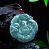 Auténtico Colgante de la Fortuna Flor de Agua Azul de Jadeíta Grado A, Exquisito y Moderno Colgante de Joyería de Jade, Productos de Jade al por Mayor