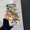 Diseño Divertido de Gato de Dibujos Animados Adecuado para Fundas de iPhone 17/16 para Niñas, Funda Espejo Electrochapado para Apple 15 Plus