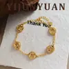 Moda Retro Exquisito Lujo Ligero Brillante Hielo Triturado Hueco Moneda de Cobre Pulsera Lujo Ligero Gama Alta Versátil Joyería