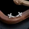 Pendientes de Aro Cruzados con Forma de Corazón Dulces y Frescos para Hombres, Diseño Moderno y de Moda, Pendientes de Diamantes Incrustados con Circonita para Mujeres, Accesorios Versátiles