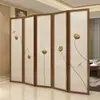 Nueva Pantalla Divisoria Estilo Chino para Sala de Estar y Dormitorio, Pared de Entrada de Madera Maciza para Uso Doméstico, Pantalla Plegable Móvil Simple de Loto