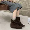 Botas con hebilla de cuero genuino para aumentar la altura interior para mujer, nueva colección de otoño 2026, Botas de vaquero occidentales, Botines, Botas Martin