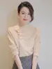 Suéter de Punto Base Otoño e Invierno para Mujer con Diseño Irregular Plisado Elegante Chic Ajustado Ropa Exterior Top Interior
