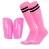 Espinilleras y calcetines de fútbol para niños, un juego de dos piezas, calcetines de fútbol largos diseñados específicamente para proteger la parte inferior de las piernas, al por mayor