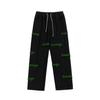 Jeans Masculinos Bordados Flocados Primavera Tendência High Street Estilo Hong Kong Calças Primavera e Outono Soltas Retas de Perna Larga