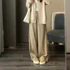 ¡Zedaijiai Lana Tencel! Pantalones casuales rectos elegantes de doble cara, tejido elástico de lana y nailon, para otoño