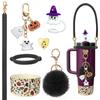 Cubierta de Silicona para Vaso Stanley de Halloween Transfronteriza con Cuerda de Bolso de Corazón y Colgante de Calabaza Fantasma Set Combinado