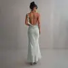 Ins Comercio Exterior Transfronterizo Sexy Sin Espalda Sin Mangas Color Sólido Delgado Elegante Vestido de Encaje para Mujer Camisola Vestido