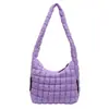 Bolsa de Nube Plegada al por Mayor Transfronteriza, Bolso de Hombro Bordado de Moda y Sencillo, Nuevo Bolso Cruzado de Algodón de Gran Capacidad para Otoño e Invierno