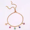 Pulsera Flor de Cuatro Hojas de Acero Inoxidable con Circonita Incrustada de Cobre y Colgante de Flor Pequeña con Diamante de Colores Joyería Accesorios de Moda Fábrica de Origen