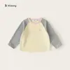 Bangxuan 2026 Colección Otoño Camiseta Sencilla de Manga Larga para Niños Bloque de Color Manga Raglán Camiseta de Manga Larga para Bebé Niña