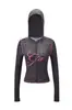 Conjunto de Jaqueta Curta com Capuz e Zíper Estampada com Letras e Calça Slim-Fit iamgia com Costura Contrastante