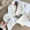 Meias de Meia-Cança Outono da Yifan, Meias de Cor Lisa para Confinamento, Meias com Laço de Bolinhas e Renda, Meias da Moda, Meias de Estudante