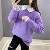 Suéter Feminino 2025 Outono e Inverno Aconchegante Peça Externa Mais Fácil de Combinar Estilo Ocidental Suéter Bordado Solto Camiseta Básica que Rejuvenesce