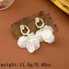 Pendientes Redondos Huecos de Acrílico Estilo Francés Pétalo, Pendientes Únicos Minimalistas de Nicho, Pendientes Ligeros de Lujo de Alta Gama para Mujer