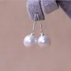 Aretes de Perla Estilo Coreano Gancho de Plata 925 Moda Simple Perla Roja Forma de Gota Gancho para Oreja