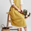Fabricante de Comércio Exterior Estilo Coreano Avental Publicitário Literário Algodão e Linho Atacado Floricultura de Cozinha Estampada Roupas de Trabalho Estampadas com Logotipo