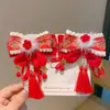 2026 Accesorios para el Cabello Hanfu de Año Nuevo para Niñas Estilo Chino Rojo Festivo Pasador de Año Nuevo Borla Estilo Antiguo para Niñas