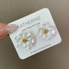 Pendientes de camelia de lujo con luz francesa y aguja plateada, pendientes de hada de gran sentido del temperamento, diseño único, pendientes con sentido al por mayor