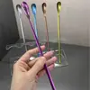 Colher de Cristal Multicor de Titânio Puro de Alta Qualidade com Cabo Longo, Colher de Café, Colher de Mexer, Colher de Mistura para Uso Doméstico e em Bar, Palito para Mexer Chá de Leite