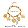 Pulseira de Joia Transfronteiriça Europeia e Americana com Pingente de Coração Banhado a Ouro 18K, Pulseira Fashion Versátil Personalizada de Luxo Leve