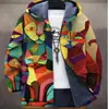 Chaqueta de Invierno Transfronteriza para Hombre con Forro de Felpa Estampado, Engrosada, Cortavientos, Manga Larga, Cremallera, Moda, con Capucha, Corte Holgado