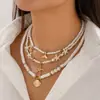 Soporte para Procesamiento de Collares Personalizados para Mujeres Estilo Oceánico Europeo y Americano de Nicho Concha Turquesa Collar Multicapa Playa Estrellas de Mar Cuentas
