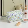 Nova Bolsa de Maquiagem Acolchoada Floral Feminina Necessaire de Viagem Portátil Bolsa de Armazenamento para Cosméticos Batom Carteira