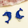 Colgante de delfín de esmalte de doble cara de acero inoxidable para pendientes, pulseras, llaveros y joyería hechos a mano para DIY