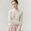 Suéter de Cashmere Feminino Baicaierong Outono/Inverno 2026 com Barra Rebatida e Gola Semi-Alta, Tricô de Lã com Design Versátil