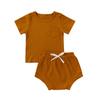 Baoxin Roupas Infantis Listras Verticais Nova Roupa de Duas Peças de Manga Curta para Meninos e Meninas Bebês Comércio Exterior Transfronteiriço