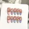 Yi He [Cor de Mel Fantasia] Macaron Francês Unhas Usáveis Doces Laço Diamante Decorações Arte de Unha Pura Feita à Mão
