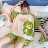 Pijama de verano para mujer, manga corta, shorts, holgado, talla grande, 2023, nuevo conjunto de casa, verano, fino, dos piezas