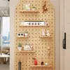 Estante de pared para entrada de tablero perforado de madera maciza, panel divisor, tablero para colgar, estante de almacenamiento, estante de exhibición de pared