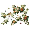 Pegatinas de Pared Estilo Chino Meticuloso de Flores de Begonia y Pájaros, Decoración de Pared Nueva Estilo Chino para Sala de Estar y Estudio, Pegatinas de Pared Impermeables Autoadhesivas