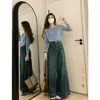 Jeans retro de pierna ancha para mujer, nuevo estilo primavera y otoño, diseño de talla grande para mujeres con curvas, tiro alto, holgados, de pierna recta, pantalones hasta el suelo