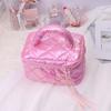 Bolsa Cosmética Brillante Perlada Transfronteriza Rombo Acolchado de Viaje Portátil Neceser Niña Color Sólido Bolsa de Almacenamiento Portátil