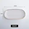 Phnom Penh Plato de Cerámica para Toallas Plato para Jabón Blanco Ovalado Rectangular Soporte para Toallas Bandeja para Toallas Húmedas para el Hogar