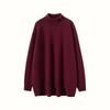 Suéter Jersey de Cachemira de Cuello Medio Alto Color Sólido Hombro Ranglán Holgado Casual Otoño Invierno Grueso de Punto de Longitud Media