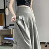 Calça pantalona feminina de algodão e linho, Calça social de verão de cintura alta para controle da barriga, Caimento elegante, Corte solto, Emagrecimento, Calça saia de comprimento total