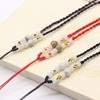 Colgante de hilo de cuentas de barril, colgante de jade natural trenzado, accesorios de cuerda, joyería DIY, gema, cuentas blancas redondas, collar hecho a mano