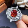 Nuevo Punto Chinoiserie Nuevo Color Circonio Gama Alta Brillante Traje Rojo Chino Diamante Rosa Diamante Amarillo Collar Anillo Abierto Venta al por Mayor
