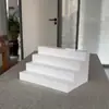 Estante de Almacenamiento de Cosméticos de Escritorio Multicapa de Acrílico Blanco Escalera Estante de Exhibición Caja Ciega Perfume Soporte de Exhibición para Transmisión en Vivo