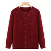 Suéter de Punto para Otoño e Invierno de Mamá Top de Punto para Primavera y Otoño Nuevo Estilo Suéter Bordado de Abuela Moda para Señoras Mayores Top Base