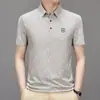 Fabricante Original Masculino Manga Curta High-End Pai Masculino Casual Fino Meia Manga Seda Gelada Estampado Business Camisa Polo