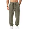 A nova coleção outono/inverno da Amazon para a Europa e os EUA: calças de moletom esportivas masculinas em camurça, cor sólida, cintura elástica, calças compridas casuais