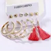 Set de Aretes de Aro con Perlas para Mujer Pendientes Geométricos Pendiente Círculo