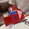 Funda para tarjetas con patrón de lichi para iPhone 15, funda protectora multifuncional para tarjetas tipo bandolera para Apple 14 Pro Max, ideal para comercio exterior.