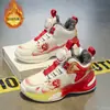 Zapatos de baloncesto para niños otoño e invierno nuevo estilo para niños con algodón más terciopelo para niños medianos y grandes con superficie de cuero impermeable antideslizante